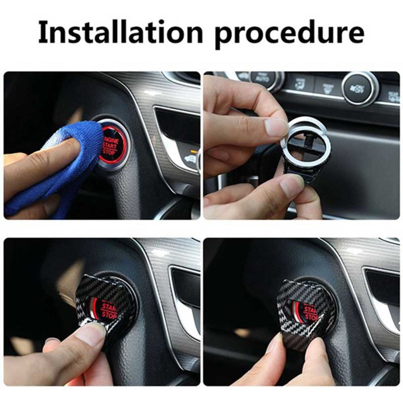 1pc Car Aluminum Engine Start Stop Engine Push Button Protection Cover Trim Sticker
