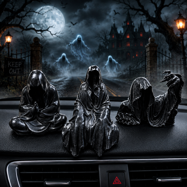 Grim Reaper Rocking Chair Figurine Cute Gothic Mini Statue For Car Dashboard Bookshelf, Desk & Home Decor Funny Resin Shelf Sitter Gothic Decoration