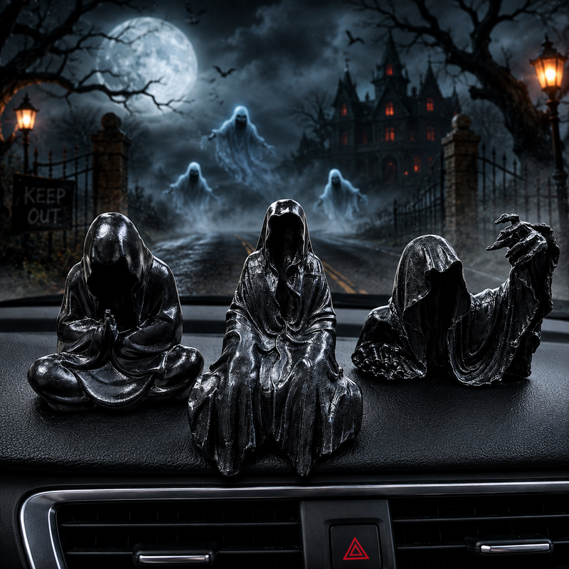 Grim Reaper Rocking Chair Figurine Cute Gothic Mini Statue For Car Dashboard Bookshelf, Desk & Home Decor Funny Resin Shelf Sitter Gothic Decoration