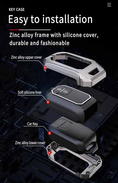 Car 2 Button Metal Key Cover For Honda Elevate