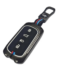 Car 4 Button Smart Key Metal Key Cover Shell With Keychain & Full Protection For TATA CURVV EV Electric
