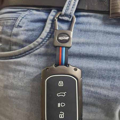 Car 4 Button Smart Key Metal Key Cover Shell With Keychain & Full Protection For TATA CURVV EV Electric