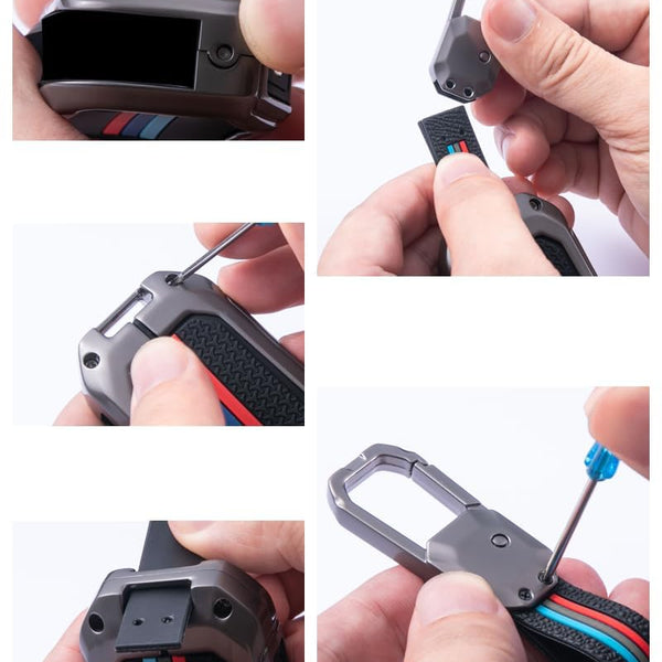 Car 4 Button Smart Key Metal Key Cover Shell With Keychain & Full Protection For TATA CURVV EV Electric