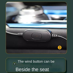 Car Back Seat Cooling Fan Portable 3 Speed Adjustable Electric Headrest Fan