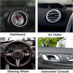 Car Red Devil Horns Decal, 2pcs Cute Car Horns Decoration Anti Collision 3D Console Self-Adhesive Stickers Car Interior Accessories