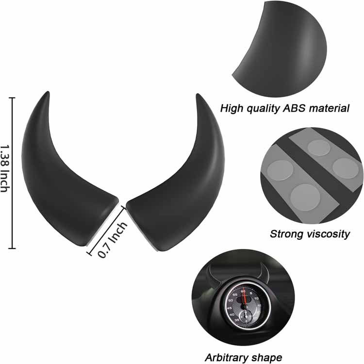 Car Red Devil Horns Decal, 2pcs Cute Car Horns Decoration Anti Collision 3D Console Self-Adhesive Stickers Car Interior Accessories