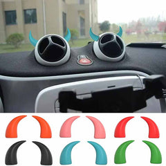 Car Red Devil Horns Decal, 2pcs Cute Car Horns Decoration Anti Collision 3D Console Self-Adhesive Stickers Car Interior Accessories