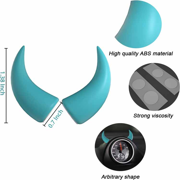 Car Red Devil Horns Decal, 2pcs Cute Car Horns Decoration Anti Collision 3D Console Self-Adhesive Stickers Car Interior Accessories