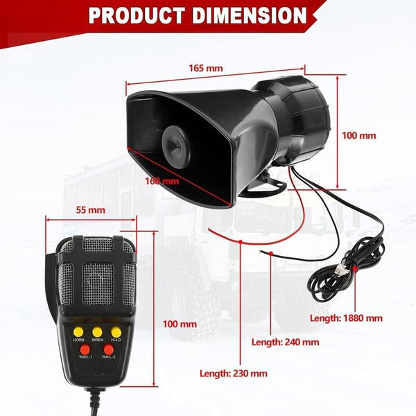 Car Jeep SUV 5 Tone Loud Hooter with Mic VIP Siren 100 watts with Mic Speaker kit