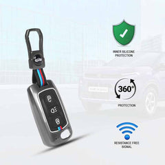 Car Metal 3 Button Flip Key Cover Compatible with Tata Tiago Nexon Altroz Safari Storme Zest Bolt Tigor Punch Hexa