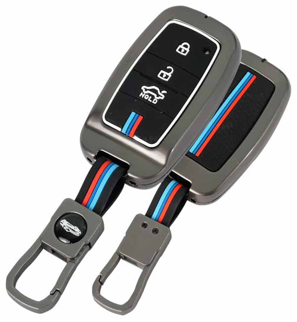 Car Metal 3 Button Key Cover for KIA Sonet, Carens, Seltos