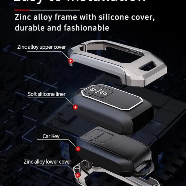 Car Metal Key Cover for Fortuner, Invicto, Innova Hycross