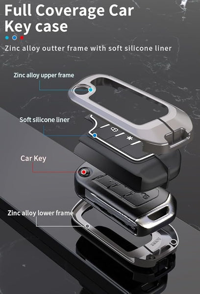 Car Metal Key Cover for Mahindra Thar Roxx, Scorpio N, XUV3X0, XUV700, XUV400, Bolero Neo, Bolero 2020, Scorpio Classic, Thar 2020 Zinc Alloy