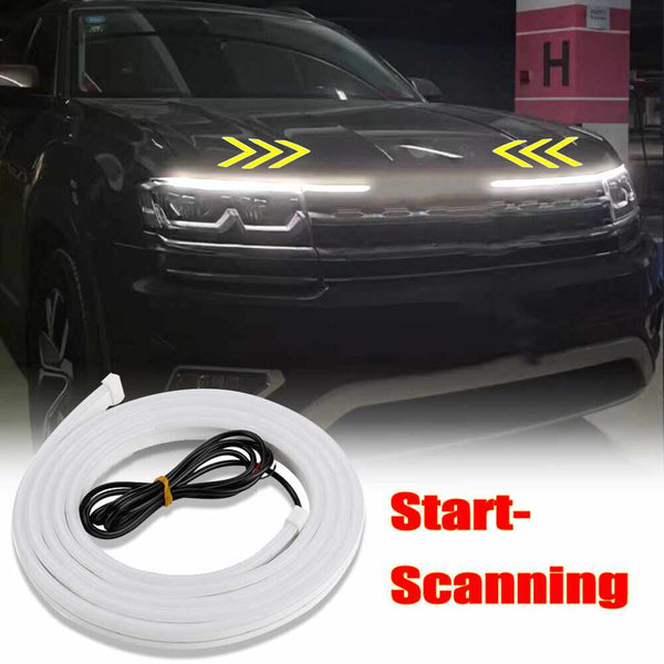 Car Start Scan Dynamic WHITE LED DRL Hood Light Strip Daytime Running Light-150cm