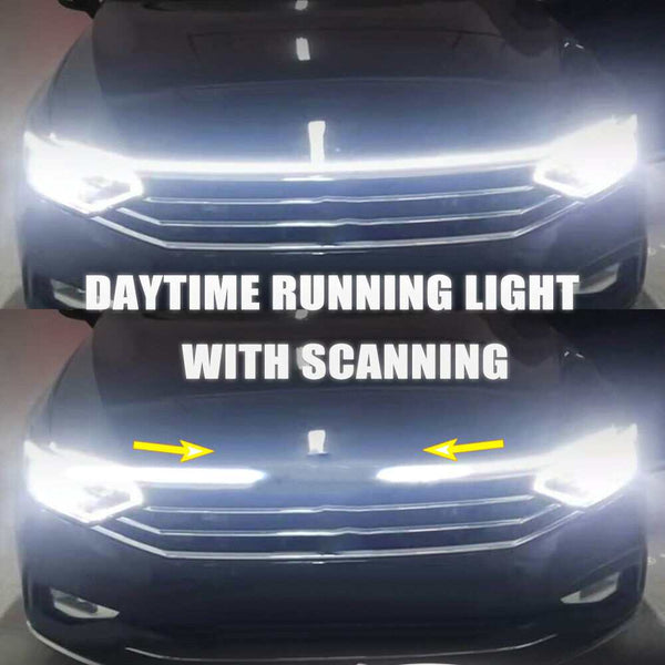 Car Start Scan Dynamic WHITE LED DRL Hood Light Strip Daytime Running Light-150cm