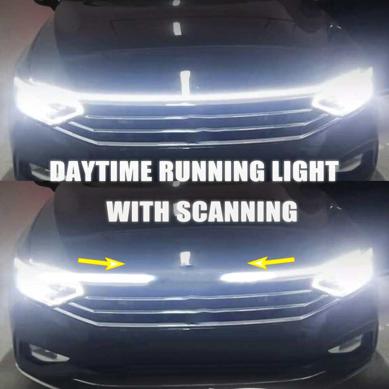 Car Start Scan Dynamic WHITE LED DRL Hood Light Strip Daytime Running Light-150cm