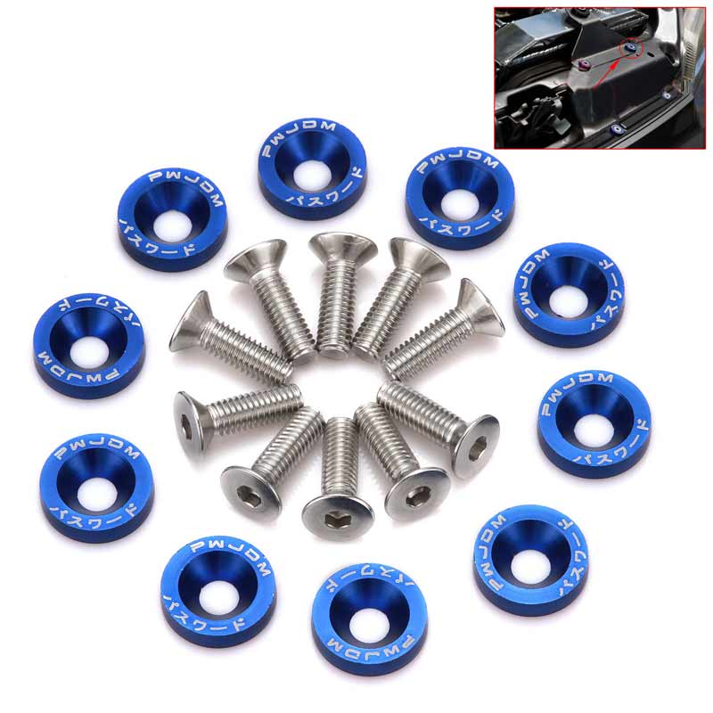 10 Pcs Car Universal Screw Washer Car Fender M6 Bolt Screw+Bumper Washer JDM