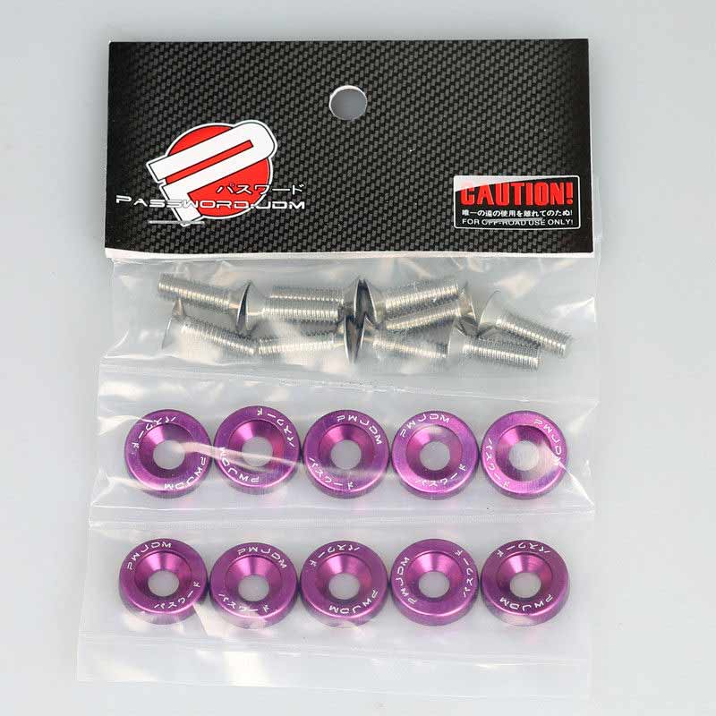 Car Universal Screw Washer Car Fender M6 Bolt Screw+Bumper Washer JDM 10pcs-Purple