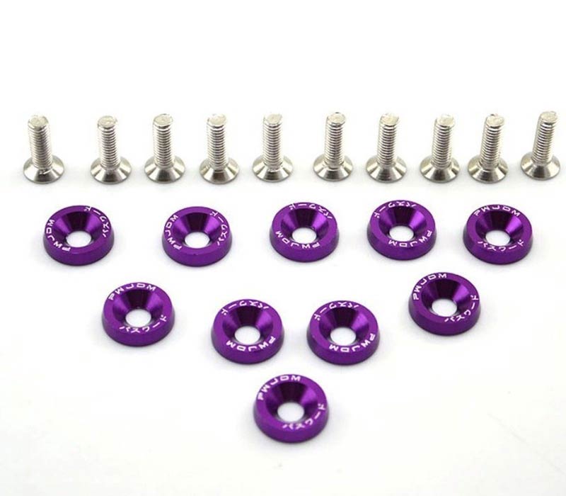 10 Pcs Car Universal Screw Washer Car Fender M6 Bolt Screw+Bumper Washer JDM