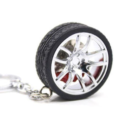 Car Wheel Keychain With Disc Brakes Keyring Tire Tyre (Assorted Color & Shape)