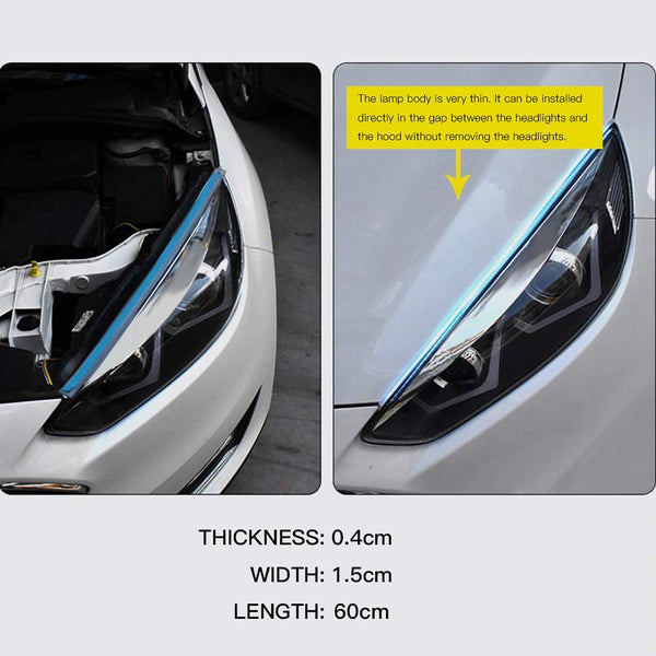 Car White Amber Stick-on Above Headlamp Flow LED Sequential Daytime Running Lights