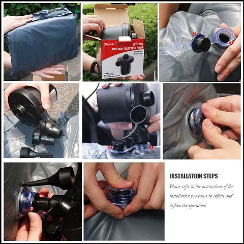Beige Multifunctional Inflatable Car Bed Mattress with Two Air Pillows, Car Air Pump and Repair Kit