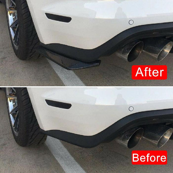 2pcs Universal Car Rear Bumper Lip Diffuser Splitter Canard Protector Carbon Black