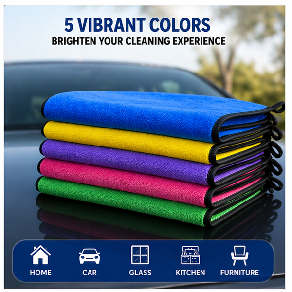 Car Care Assorted Color Ultra-Soft 350 GSM Microfiber Cleaning Cloth (30×60 cm) – Lint & Scratch Free