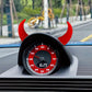 Car Red Devil Horns Decal, 2pcs Cute Car Horns Decoration Anti Collision 3D Console Self-Adhesive Stickers Car Interior Accessories