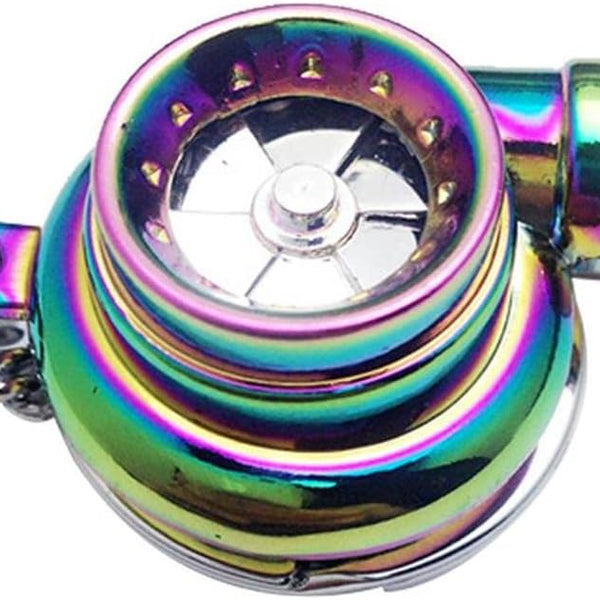Mini LED Turbo Turbocharger Keychain Spinning Turbine Key Chain Ring Pendant Whistle Sound Keyfob Keyring Car Interior Accessory