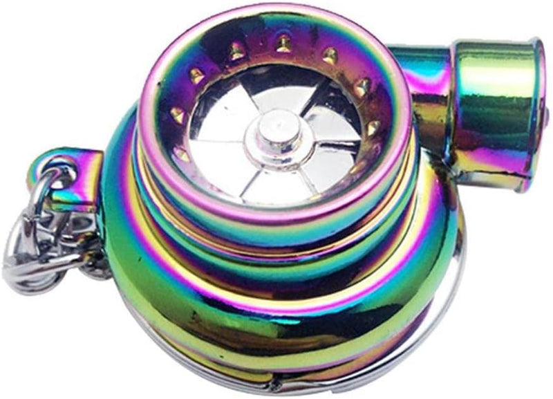 Mini LED Turbo Turbocharger Keychain Spinning Turbine Key Chain Ring Pendant Whistle Sound Keyfob Keyring Car Interior Accessory