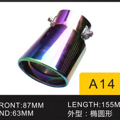 Oval Bent Chamilion Color Universal Stainless Steel Exhaust Tip Pipe Car Rear Exhaust Muffler Modification