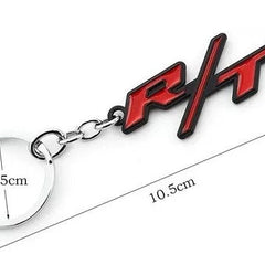 Chrome Red R/T 3D Logo Emblem Metal Keychain For Bikes And Cars