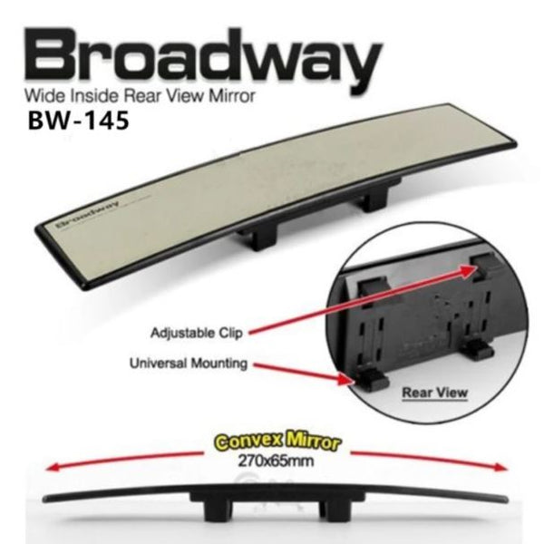 Clear 270mm NAPOLEX Broadway Convex Wide Car Rear View Mirror