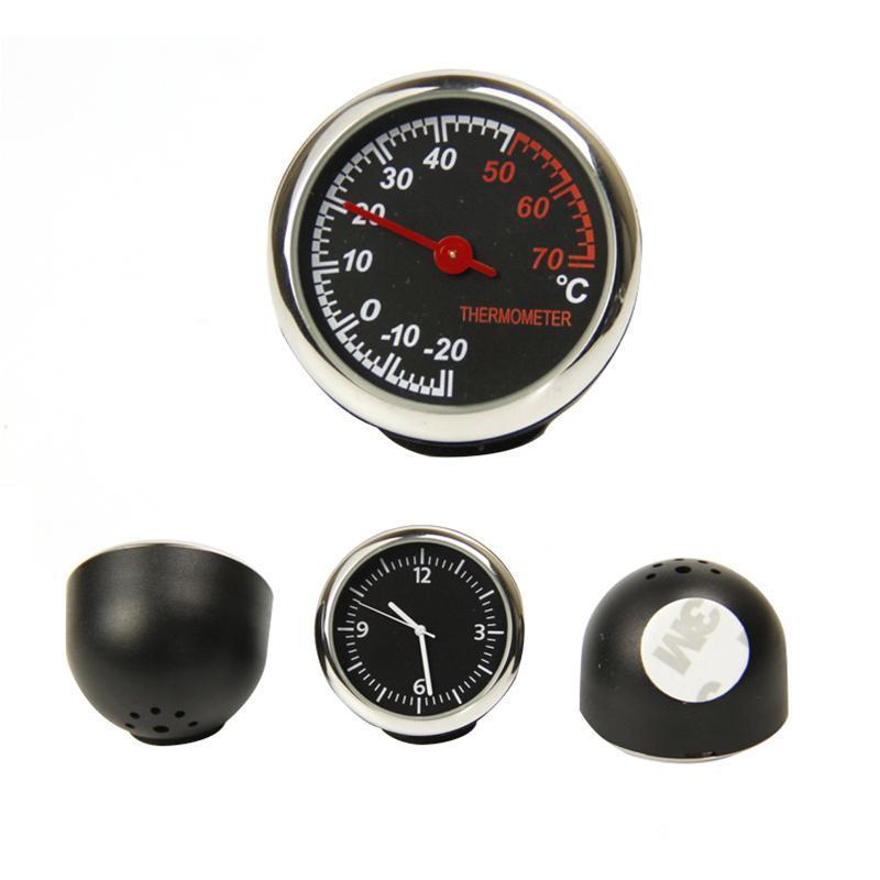 3Pcs Car 4cm Quartz Time Clock, Temperature Thermometer, Hygrometer Moisture Meter