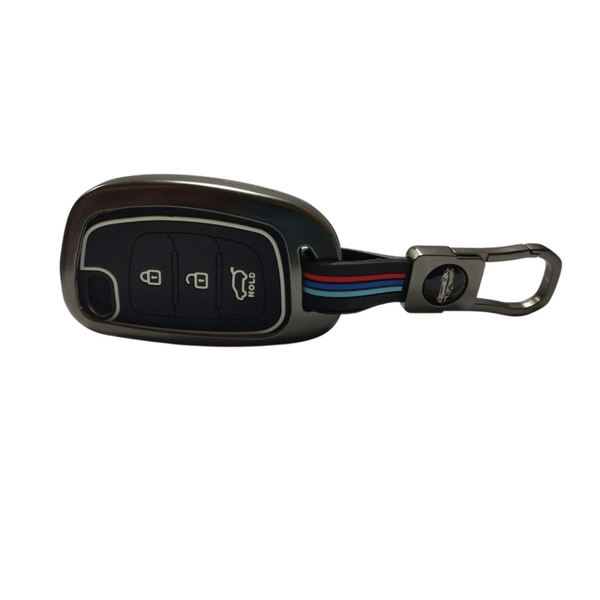 Metal Key Cover for Hyundai Grand i10 NIOS, Asta, Venue, i20, Aura, Exter, Creta, Elantra - 3 Button Flip Key