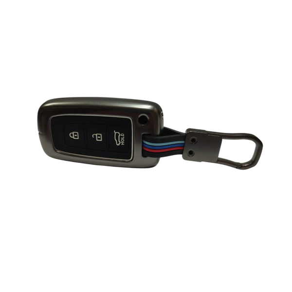 Hyundai key cover & alloy keychain for i20, Verna, Elantra old 3 button smart key