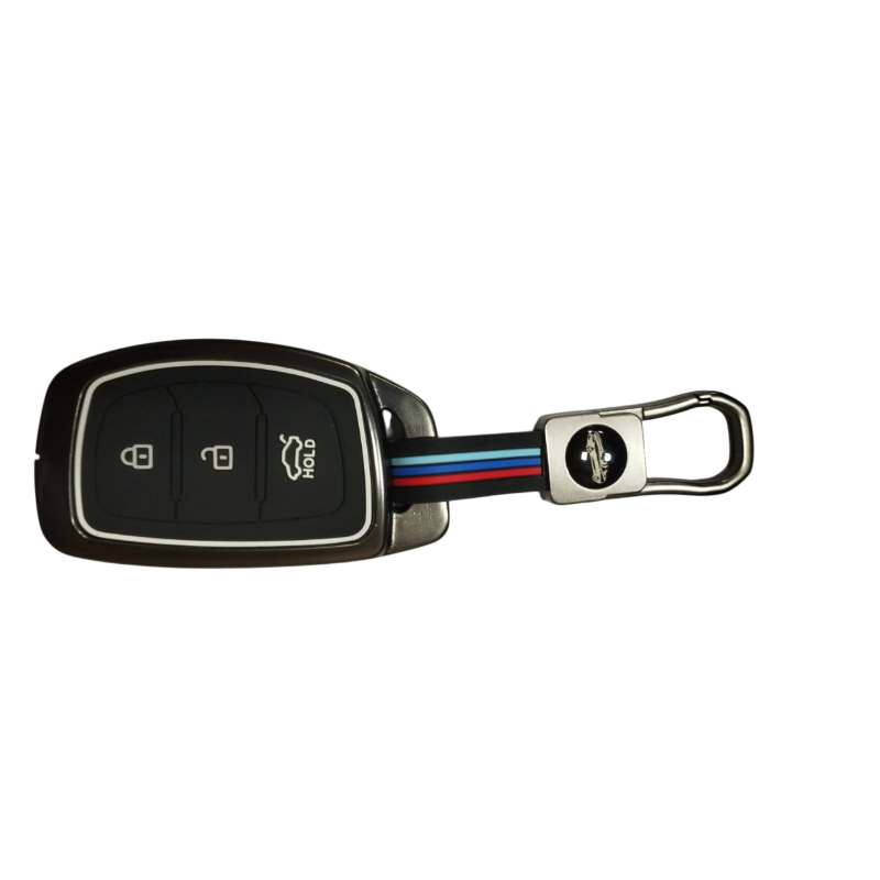 Car 3 Button Smart Key Metal Key Cover for Hyundai Grand i10 NIOS, Asta, Venue, i20, Aura, Exter, Creta, Elantra