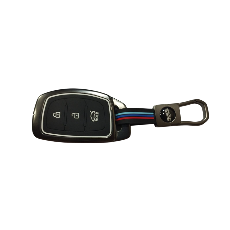 Car 3 Button Smart Key Metal Key Cover for Hyundai Grand i10 NIOS, Asta, Venue, i20, Aura, Exter, Creta, Elantra