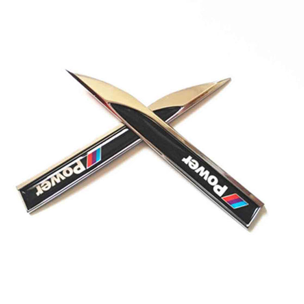 2Pcs Universal Power Logo Car Metal Alloy Body Side Fender Knife Emblem Stickers