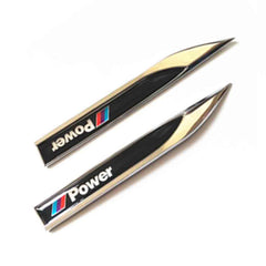 2Pcs Universal Power Logo Car Metal Alloy Body Side Fender Knife Emblem Stickers
