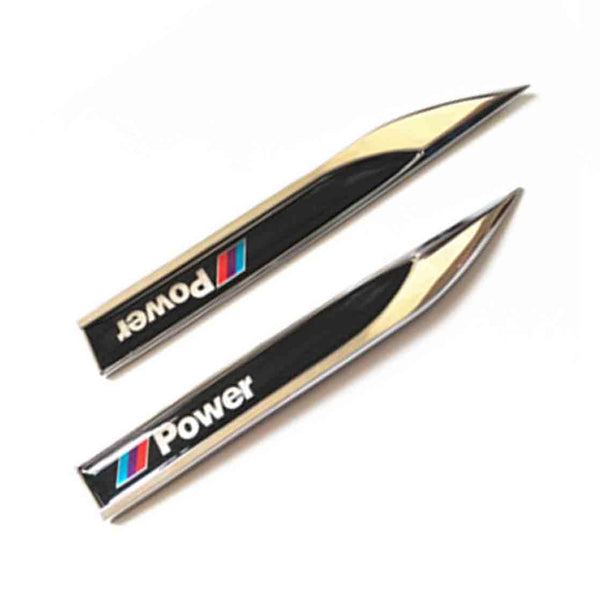 2Pcs Universal Power Logo Car Metal Alloy Body Side Fender Knife Emblem Stickers