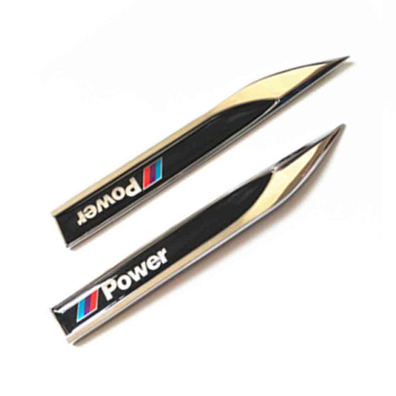 2Pcs Universal Power Logo Car Metal Alloy Body Side Fender Knife Emblem Stickers