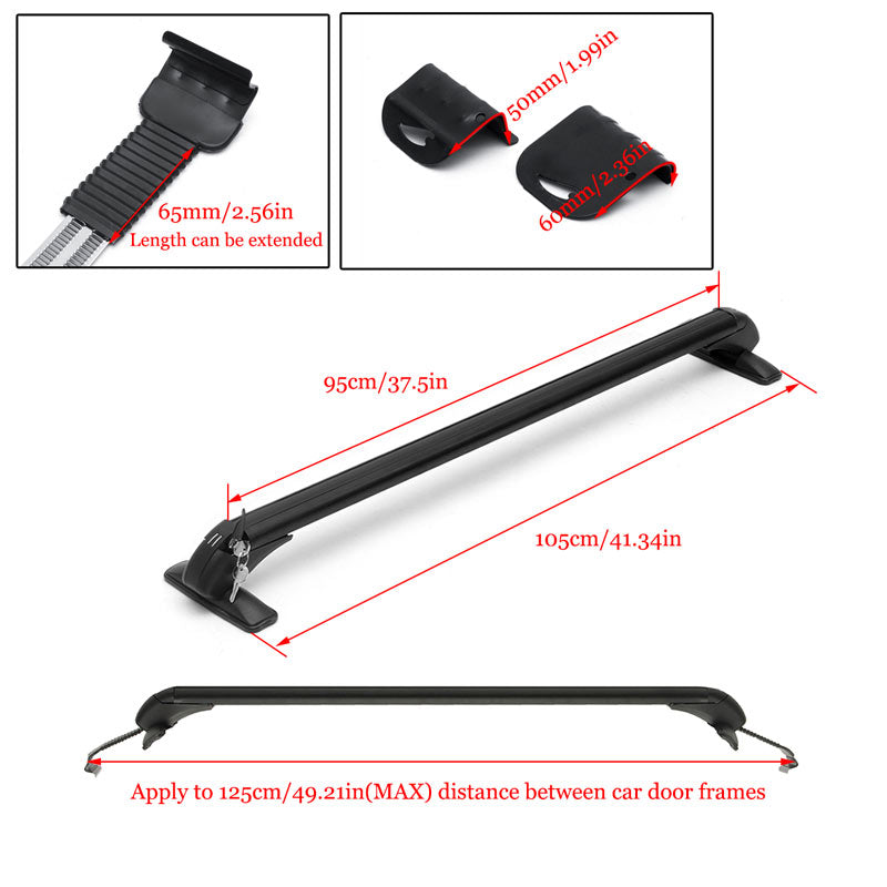 Universal Aluminum 100cms Car Top Luggage Roof Rack Cross Bar Carrier Adjustable Window Frame
