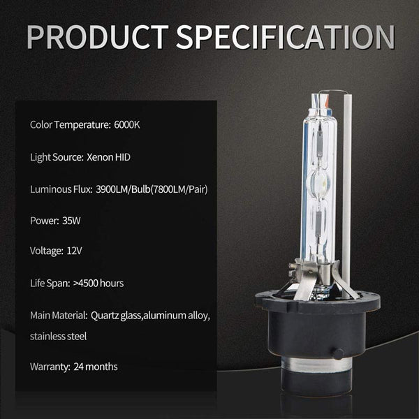 2pcs D4S HID Bulbs 35W 6000K Diamond White Xenon HID Headlight Bulb