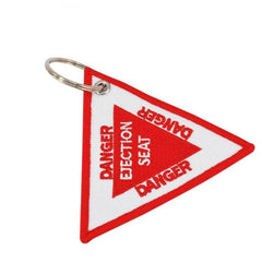 DANGER ELECTION SEAT Car Bike Embroidered Fabric Tag Strap Keyring Key Holder