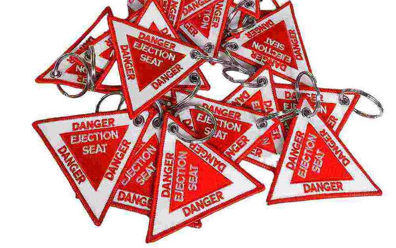 DANGER ELECTION SEAT Car Bike Embroidered Fabric Tag Strap Keyring Key Holder