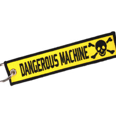 Dangerous Machine Car Bike Embroidered Fabric Tag Strap Keyring Key Holder