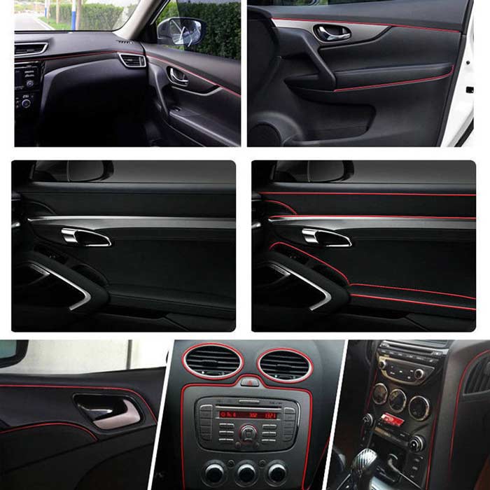 Red 5M Edge Gap Interior Line Moulding Trim Molding Strip Decor For Car