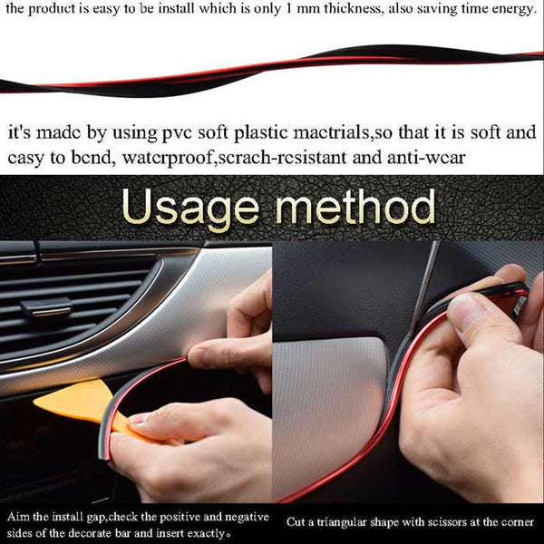 Silver 5M Edge Gap Interior Line Moulding Trim Molding Strip Decor For Car